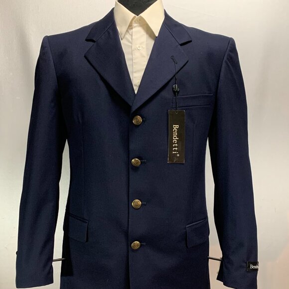 BENDETTI ITALIAN BLAZER - VIRGIN WOOL NAVY 4B - 42R, 44R - Picture 3 of 11